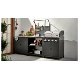 GRILLSKÄR Isola cucina con pannello di fondo, inox/da esterno, 86x61x176 cm
