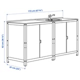 GRILLSKÄR Mobile con lavello/mobile, esterno, inox, 172x61 cm