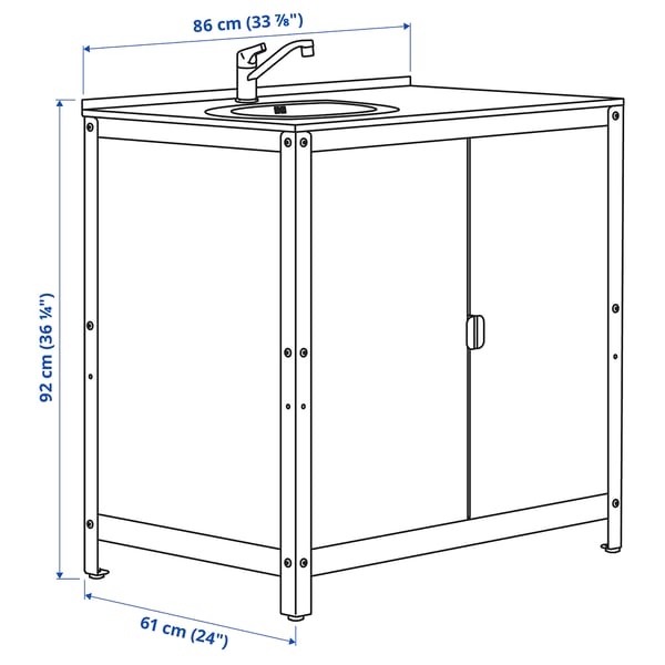 GRILLSKÄR Mobile con lavello/mobile, esterno, inox, 86x61 cm
