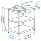 GRILLSKÄR Mobile per lavello con tavolino, inox/da esterno, 93/116x61 cm