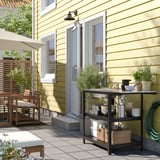 GRILLSKÄR Mobile per lavello con tavolino, inox/da esterno, 93/116x61 cm