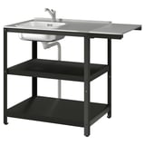 GRILLSKÄR Mobile per lavello con tavolino, inox/da esterno, 93/116x61 cm