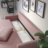GRUNNARP Divano letto a 3 posti, Gunnared marrone chiaro-rosa
