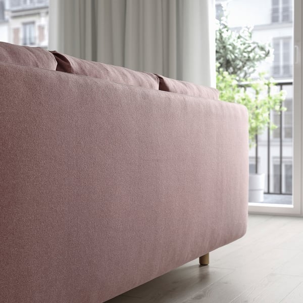GRUNNARP Divano letto a 3 posti, Gunnared marrone chiaro-rosa