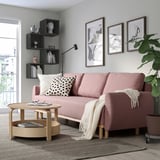 GRUNNARP Divano letto a 3 posti, Gunnared marrone chiaro-rosa