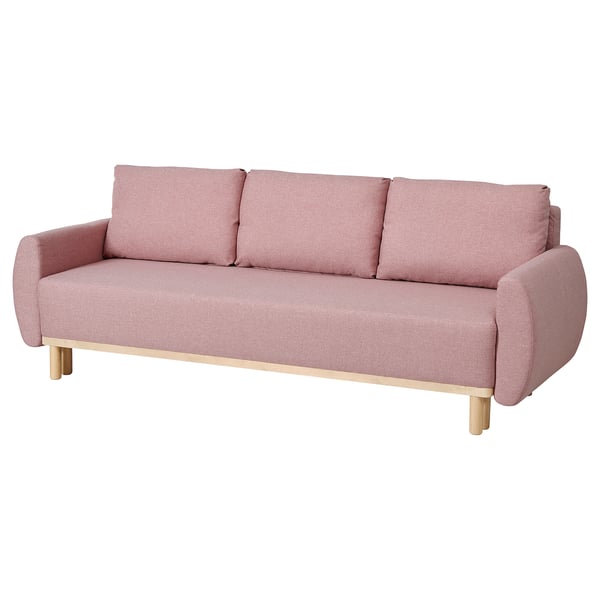 GRUNNARP Divano letto a 3 posti, Gunnared marrone chiaro-rosa