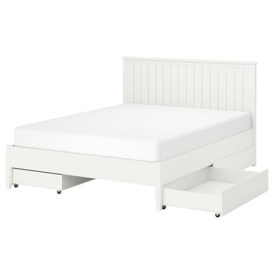 GULLABERG Struttura letto con 4 cassetti, bianco/Luröy, 180x200 cm