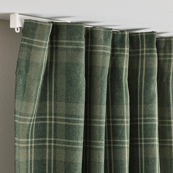 HÄGGVECKMAL Tenda semioscurante, 2 teli, verde scuro/con nastro arricciatende, 145x300 cm