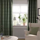 HÄGGVECKMAL Tenda semioscurante, 2 teli, verde scuro/con nastro arricciatende, 145x300 cm