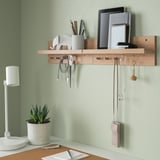 HÄSTVISKARE Portaoggetti da parete con ganci, rovere, 42x15x11 cm