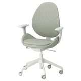 HATTEFJÄLL Sedia da ufficio con braccioli, Gunnared verde chiaro/bianco