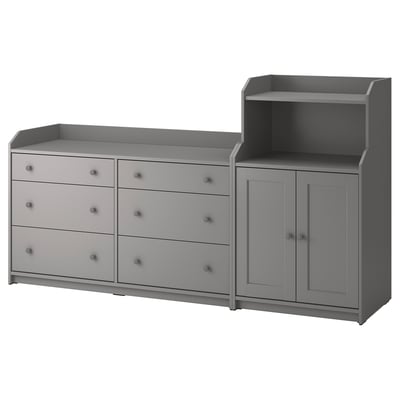 HAUGA Combinazione di mobili, grigio, 208x116 cm