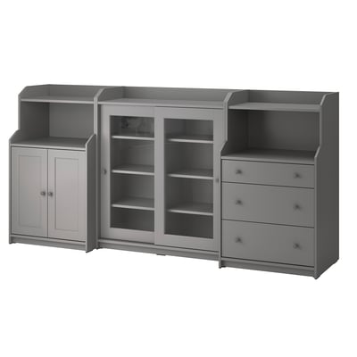 HAUGA Combinazione di mobili, grigio, 244x46x116 cm