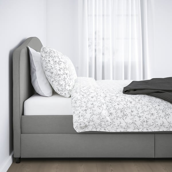 hauga letto imbottito 4 contenitori vissle grigio 140x200 cm