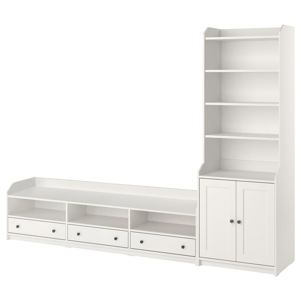 HAUGA Soluzione TV/elemento contenitore, bianco, 276x46x199 cm