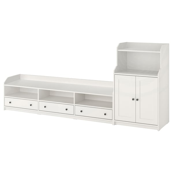 HAUGA Soluzione TV/elemento contenitore, bianco, 276x46x116 cm