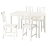 HAUGA / STEFAN Tavolo e 4 sedie, bianco/bianco, 118x74 cm