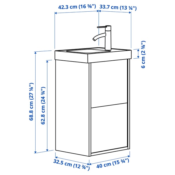 HAVBÄCK / ORRSJÖN Mobile lavabo/cassetti/lavabo/misc, bianco, 42x34x69 cm