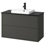 HAVBÄCK / ORRSJÖN Mobile lavabo/cassetti/lavabo/misc, grigio scuro/nero effetto marmo, 102x49x71 cm