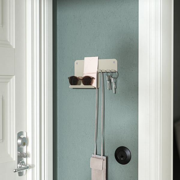 HAVREKROSS Portaoggetti da parete con ganci, grigio chiaro-beige, 23x13 cm