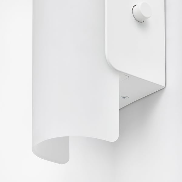 HAVSDUN Lampada da parete a LED, intensità luminosa regolabile bianco/vetro smerigliato bianco