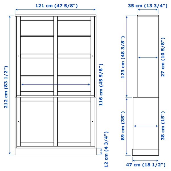 HAVSTA Combinaz ante a vetro scorrevoli, bianco, 121x47x212 cm