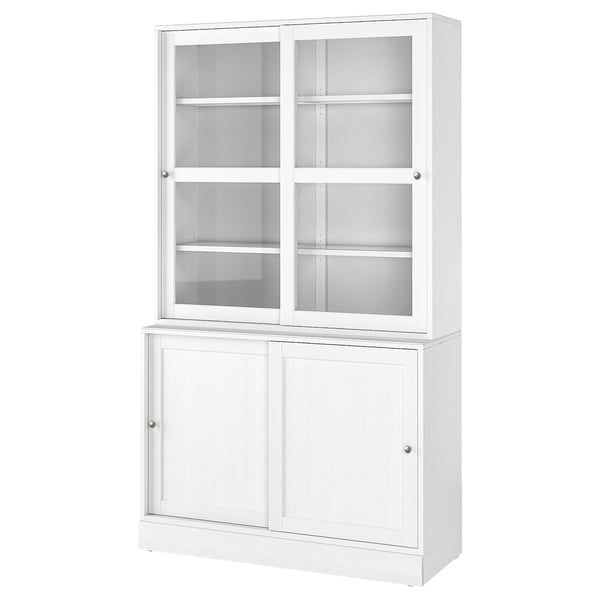 HAVSTA Combinaz ante a vetro scorrevoli, bianco, 121x47x212 cm