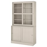 HAVSTA Combinaz ante a vetro scorrevoli, grigio-beige, 121x47x212 cm