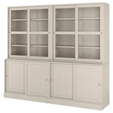 HAVSTA Combinaz ante a vetro scorrevoli, grigio-beige, 242x47x212 cm
