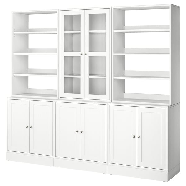 HAVSTA Combinazione con ante a vetro, bianco, 243x47x212 cm