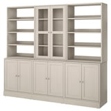 HAVSTA Combinazione con ante a vetro, grigio-beige, 243x47x212 cm