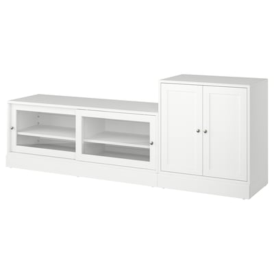 HAVSTA Combinazione per TV, bianco, 241x47x89 cm