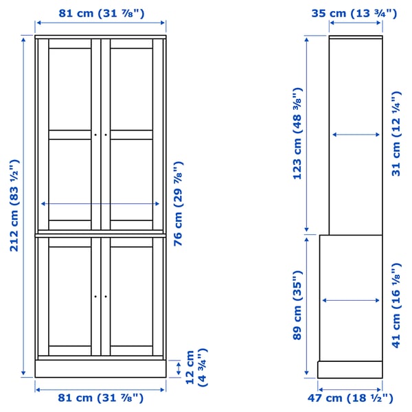 HAVSTA Mobile con ante a vetro, bianco, 81x47x212 cm