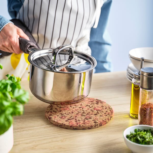 HEAT Sottopentola, sughero fantasia/rosso vivo, 19 cm