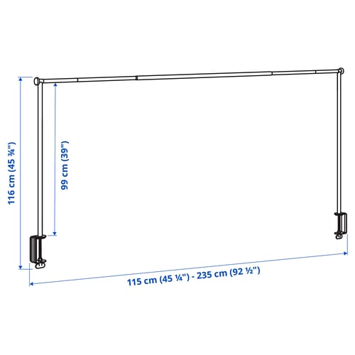 HELGEÖ Barra decorativa da tavolo, nero regolabile/da esterno per interni, 115/235x116 cm