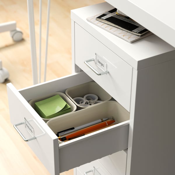 HELMER Cassettiera con rotelle, bianco, 28x65 cm