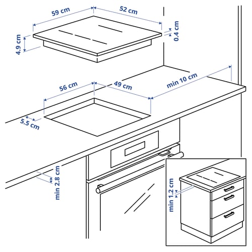 HÖGKLASSIG Piano cottura a induzione, IKEA 700 nero, 59 cm
