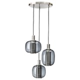 HÖGVIND Lampada a sospensione con 3 luci, nichelato/grigio vetro, 41 cm