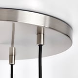 HÖGVIND Lampada a sospensione con 3 luci, nichelato/grigio vetro, 41 cm