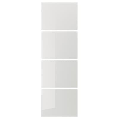 HOKKSUND 4 pannelli telaio anta scorrevole, lucido grigio chiaro, 75x236 cm