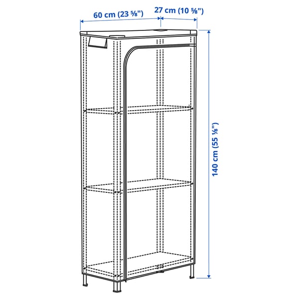 HYLLIS Scaffale con custodia, trasparente, 60x27x140 cm