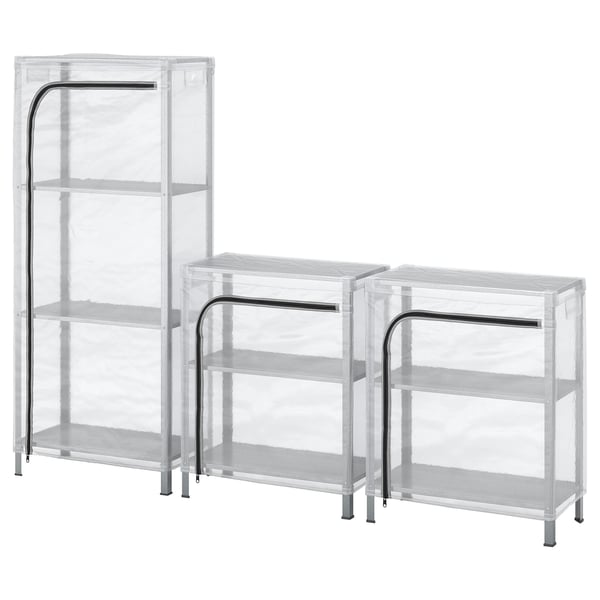 HYLLIS Scaffali con custodie, trasparente, 180x27x74-140 cm