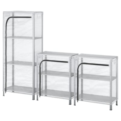 HYLLIS Scaffali con custodie, trasparente, 180x27x74-140 cm