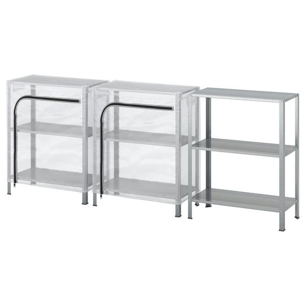 HYLLIS Scaffali con custodie, trasparente, 180x27x74 cm