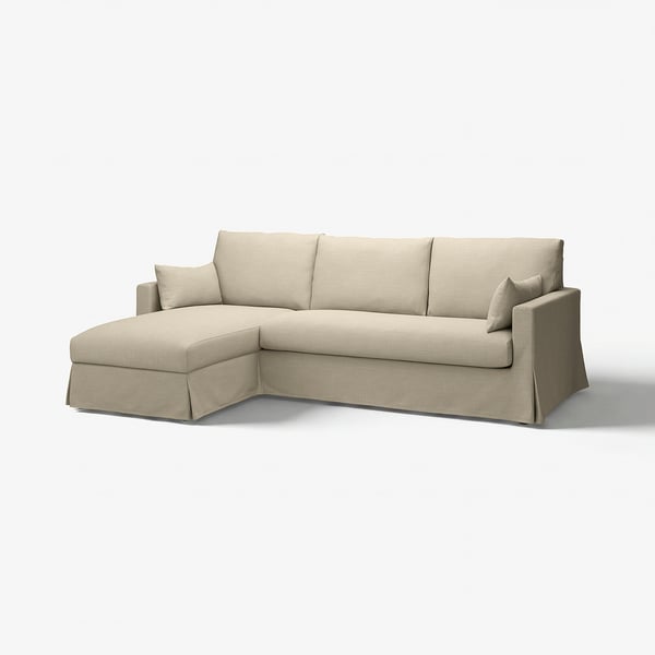 HYLTARP Fodera divano 3 p/chaise-longue sx, Hemmesta beige chiaro