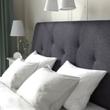 IDANÄS Letto imbottito con contenitore, Gunnared grigio scuro, 160x200 cm