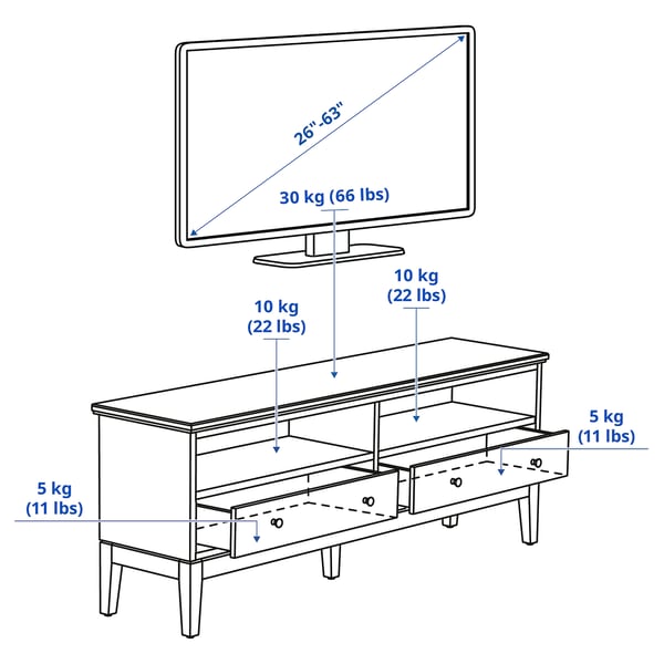 IDANÄS Mobile TV, marrone scuro trattato con mordente, 162x40x63 cm