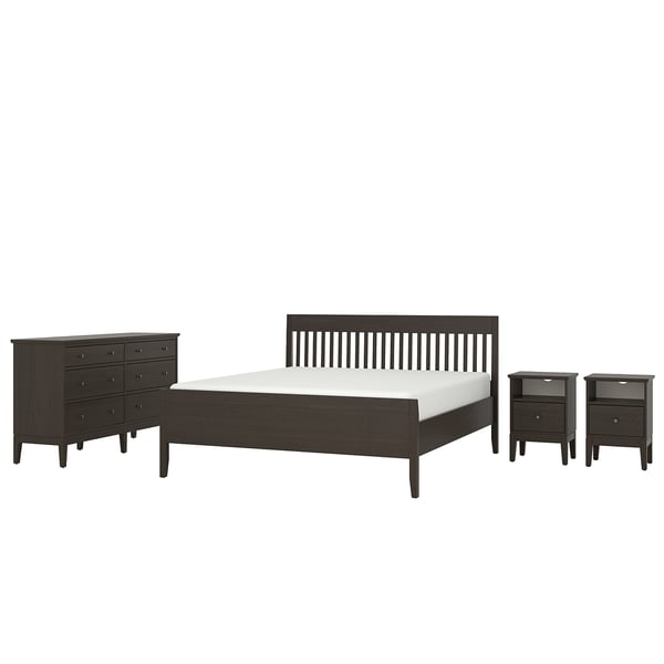 IDANÄS Set camera da letto 4 pezzi, marrone scuro, 180x200 cm