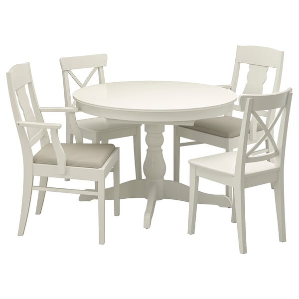 Tavolo E 4 Sedie Ingatorp Ingolf Bianco Nordvalla Beige