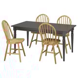 INGATORP / SKOGSTA Tavolo e 4 sedie, nero/acacia, 155/215 cm